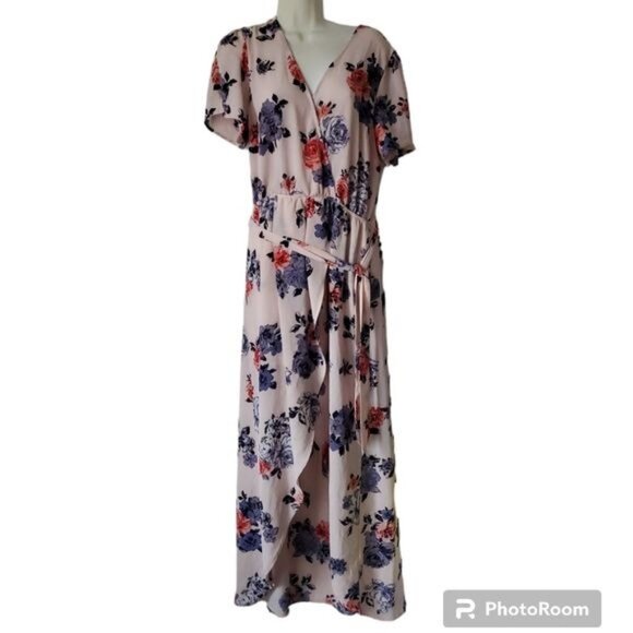 Candies Maxi Jumper Romper Dress Floral Shorts Pink Woman's Size Extra LARGE - Picture 2 of 15